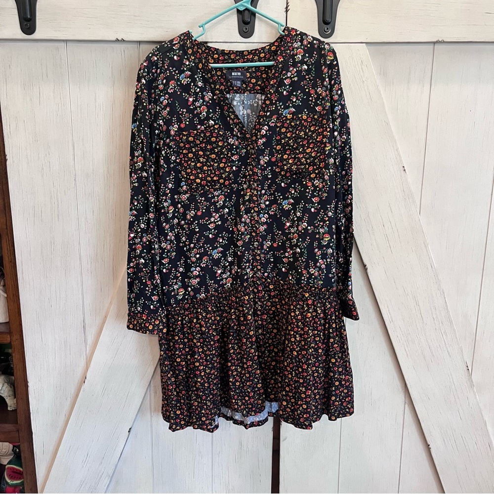Anthropologie Maeve Marlie Floral Button-Front Mini Dress Size 16